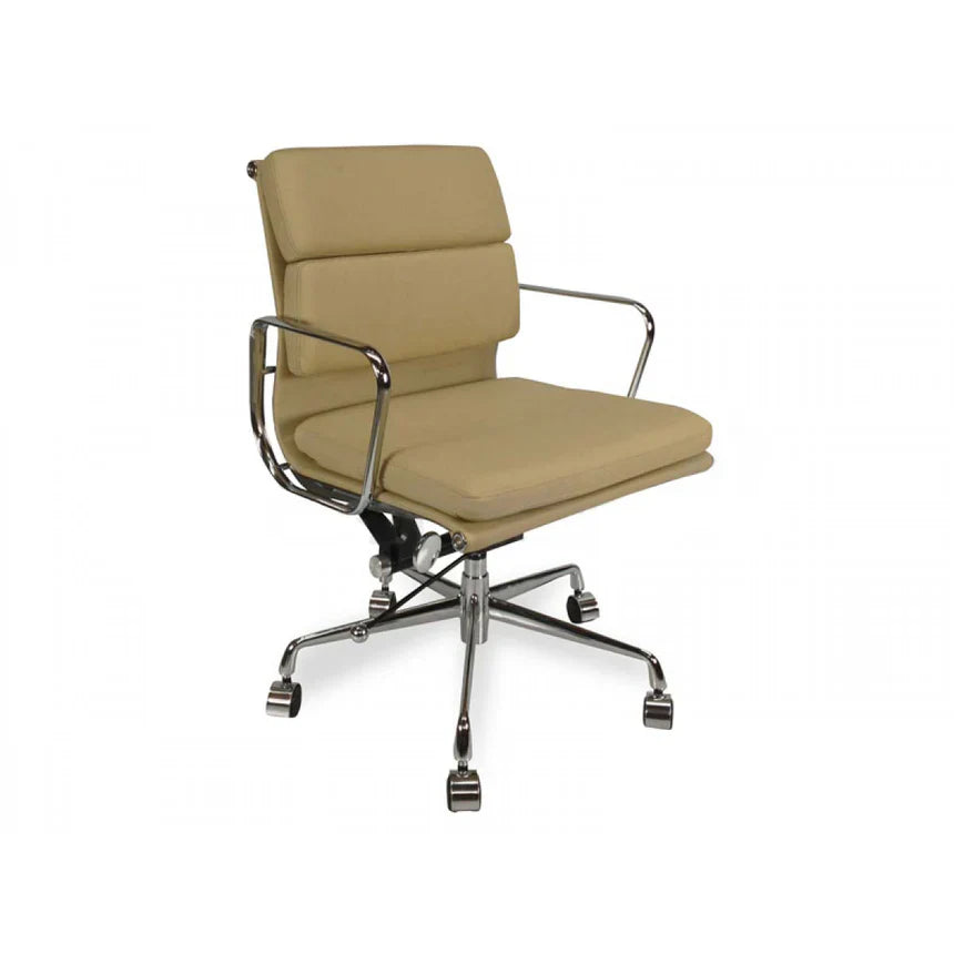 Low Back Leather Office Chair - Light Brown
