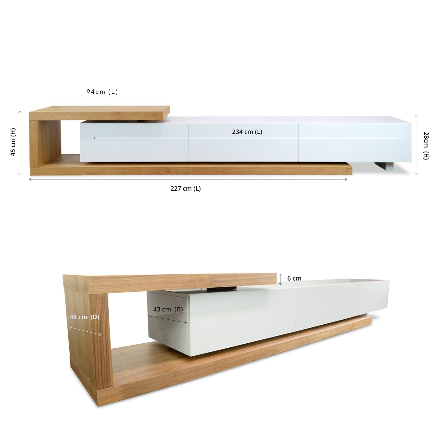 2.4m-3.07m TV Entertainment Unit - Natural - White