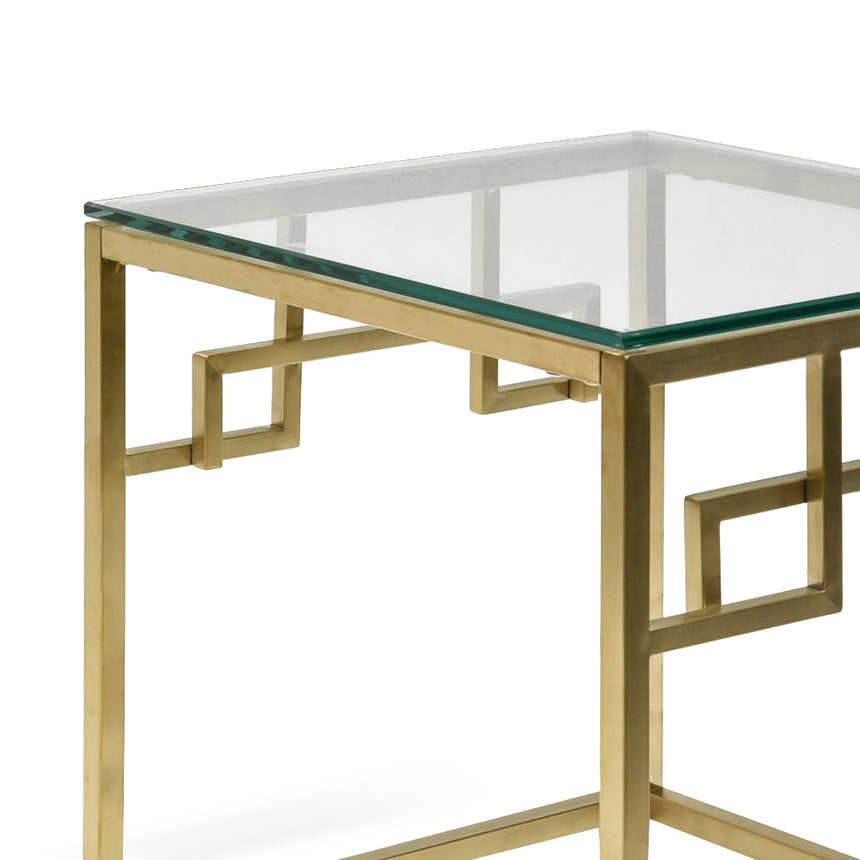 Side Table - Glass Top - Brushed Gold Base