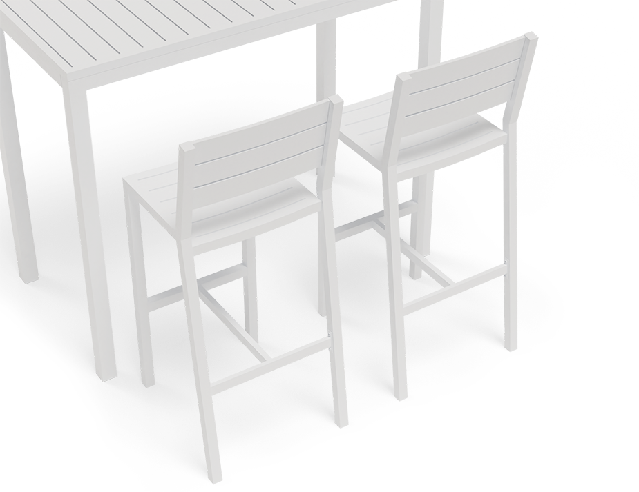 Halki Stool With Backrest - White