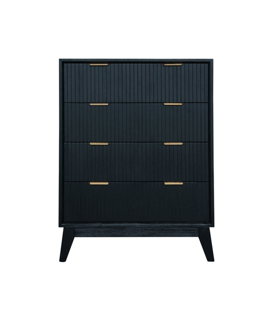 Guinevere 4 Drawer Tallboy - Brushed Black