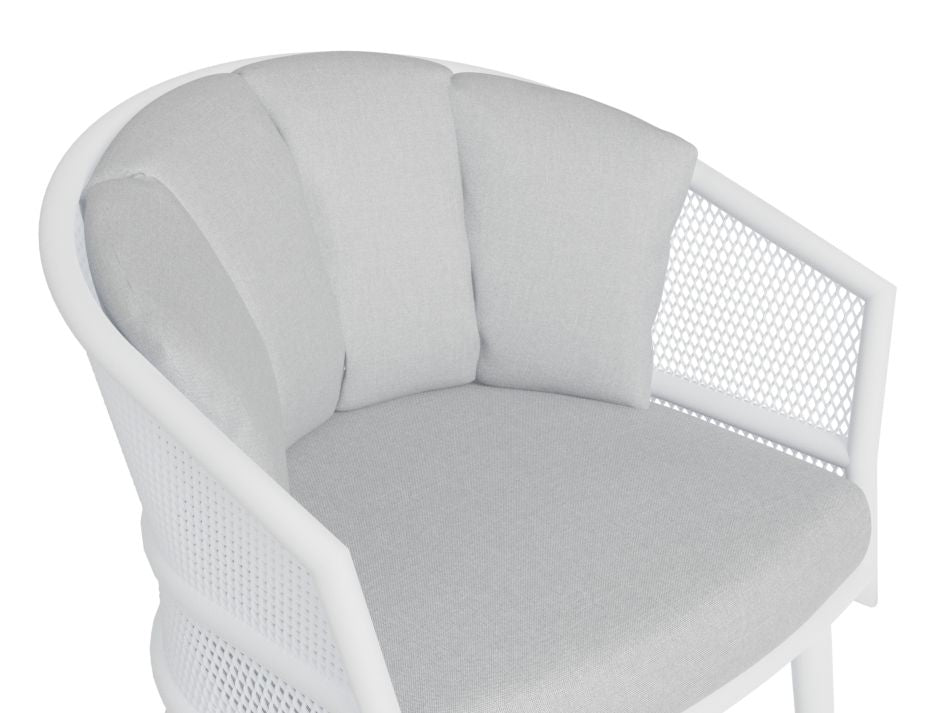 Avila Dining Chair with Light Grey Cushion - White