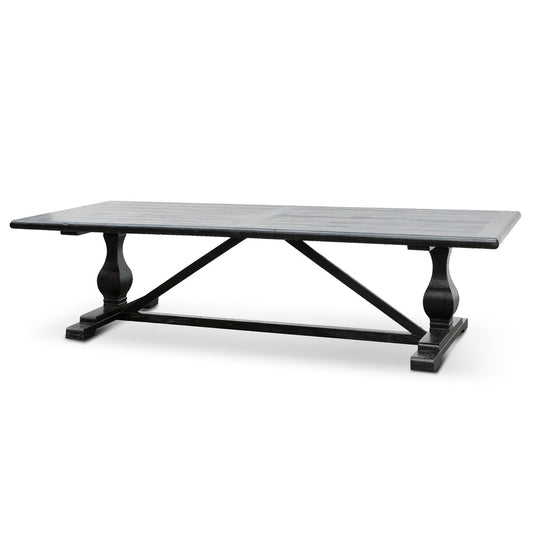 3m Reclaimed Dining Table - Black- 120cm (W) - Thick Top
