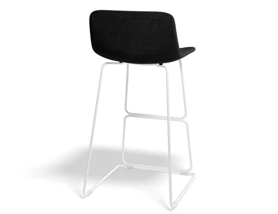 Umbria Stool - White - Charcoal Fabric