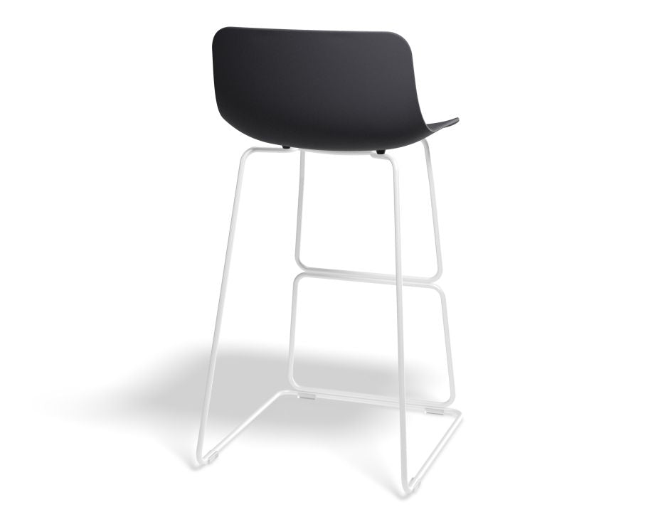 Umbria Stool - White - Charcoal Fabric