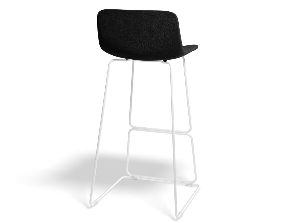 Umbria Stool - White - Charcoal Fabric