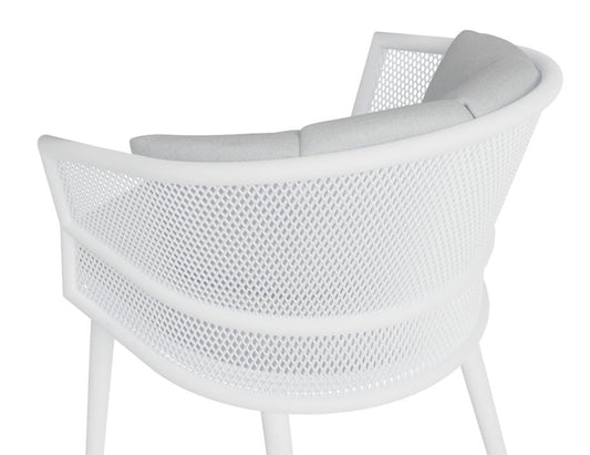 Avila Dining Chair with Light Grey Cushion - White