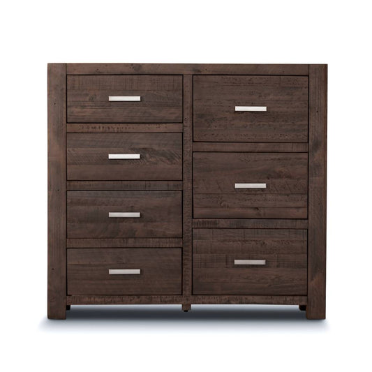 Dillan Tallboy 7 Drawers Solid Pine - Grey Stone