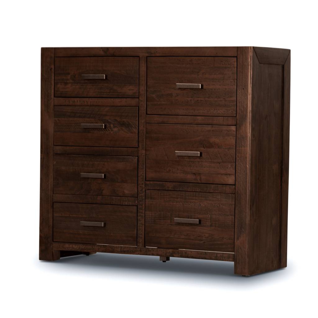 Dillan Tallboy 7 Drawers Solid Pine - Grey Stone