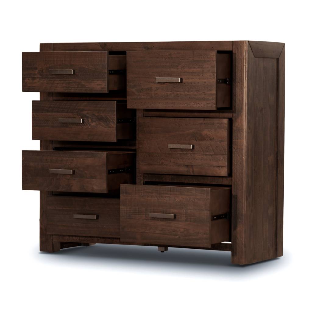 Dillan Tallboy 7 Drawers Solid Pine - Grey Stone