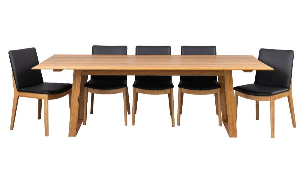 Lionel Dining Set 2.4m Table with 8 Chairs - Black