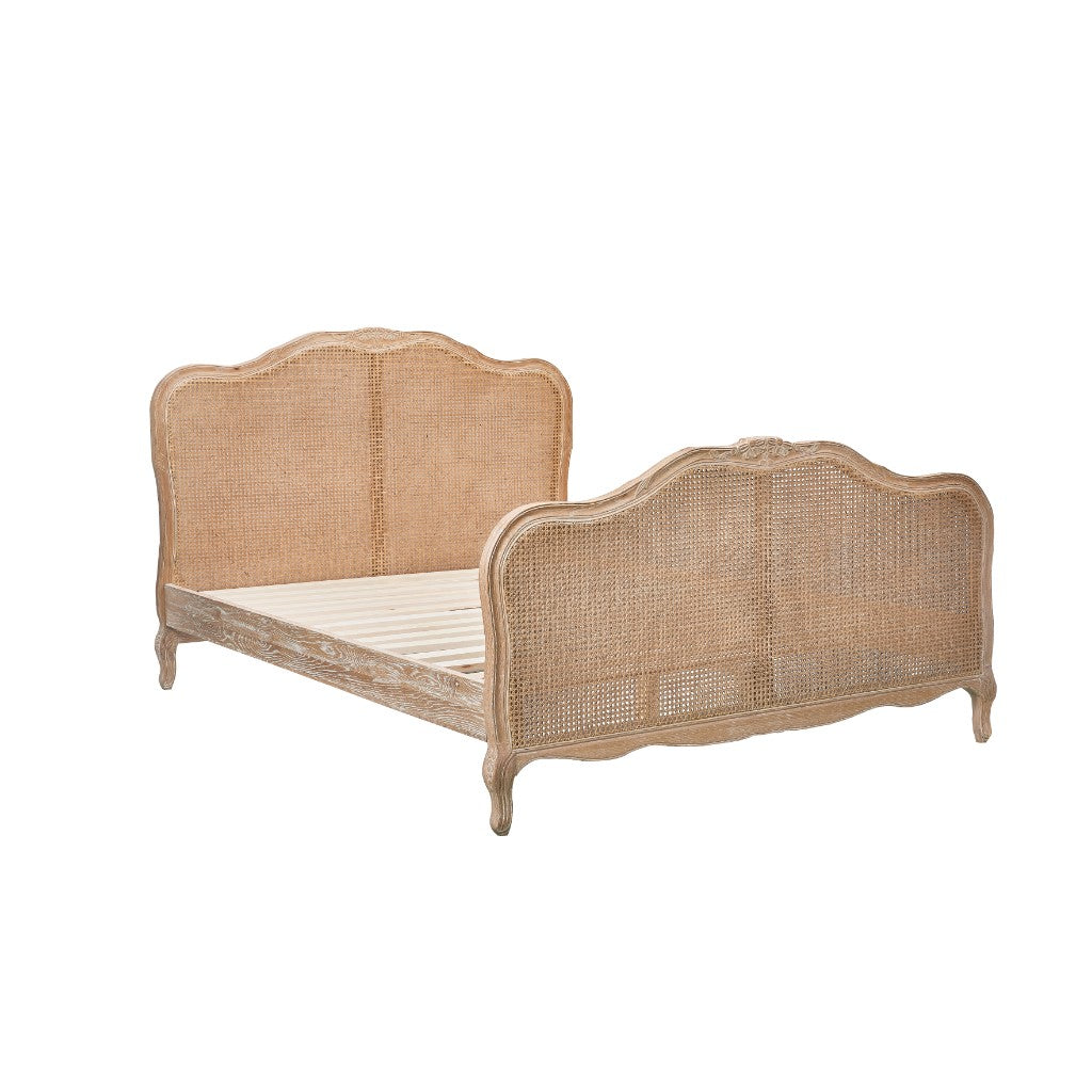 Estelle Rattan Queen Bed - Oak