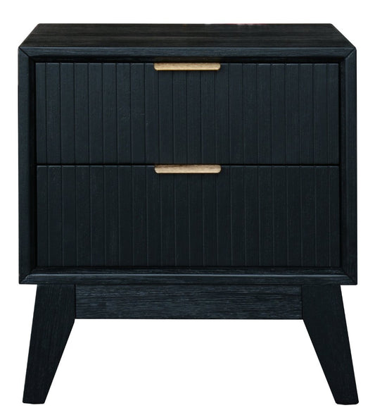 Aralyn 2 Drawer Bedside Table - Brushed Black