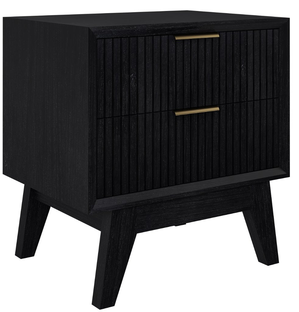 Aralyn 2 Drawer Bedside Table - Brushed Black