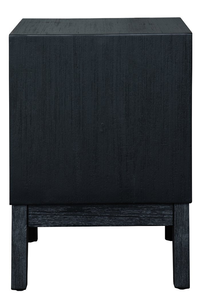 Aralyn 2 Drawer Bedside Table - Brushed Black