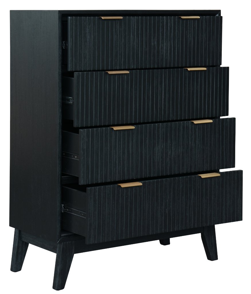Guinevere 4 Drawer Tallboy - Brushed Black