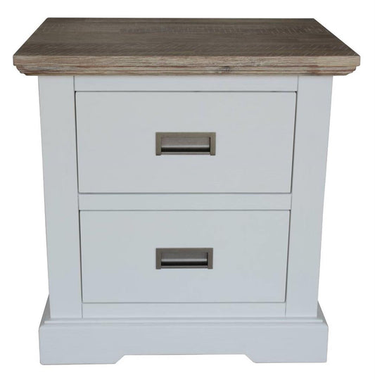 Fenric 2 Drawer Acacia Timber Bedside Table - Multi Colour