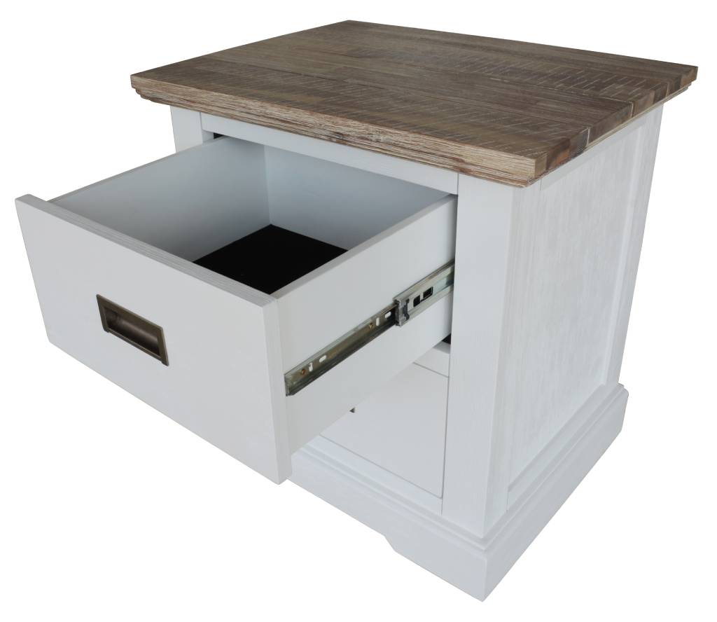 Fenric 2 Drawer Acacia Timber Bedside Table - Multi Colour