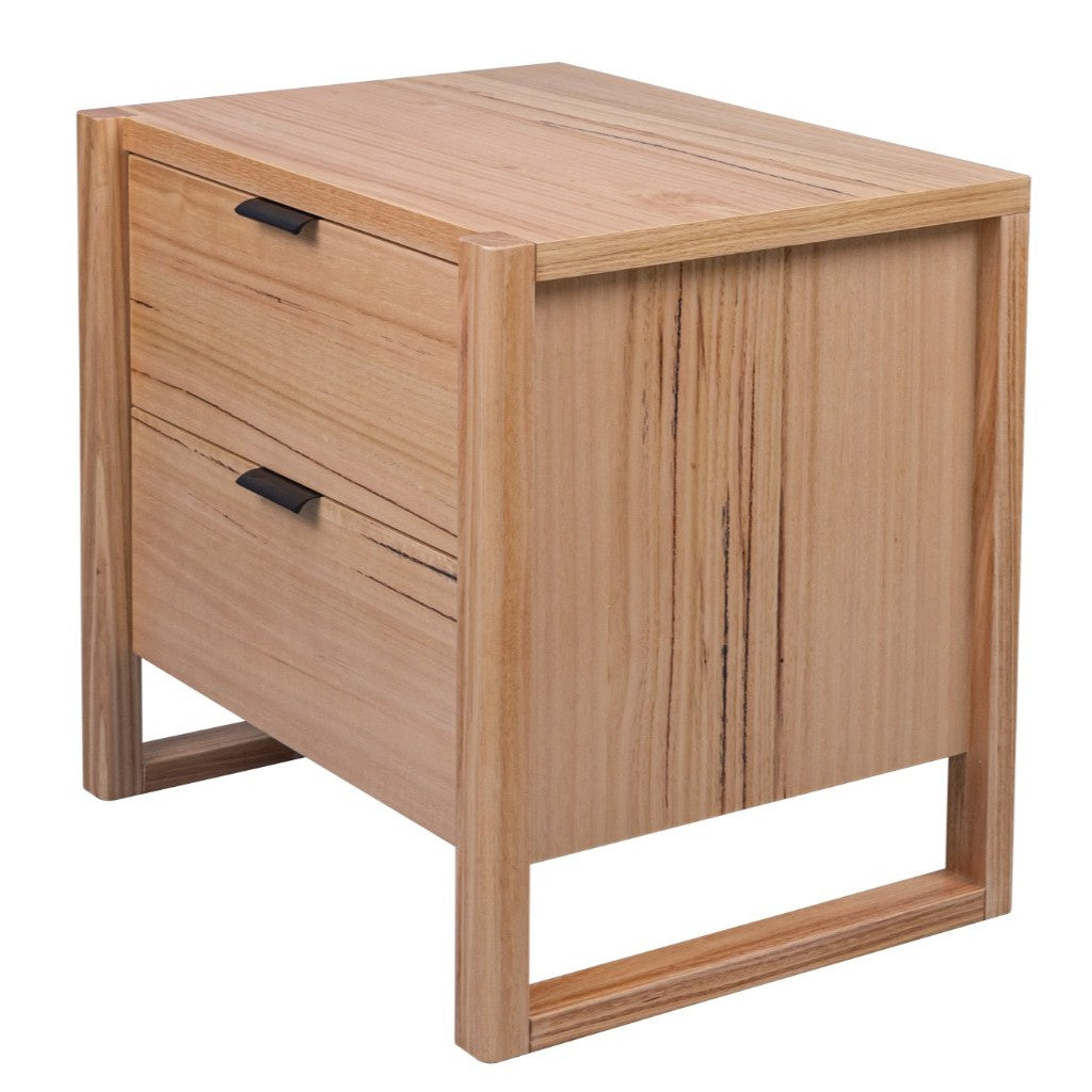 Elric 2 Drawer Messmate Timber Bedside Table - Natural