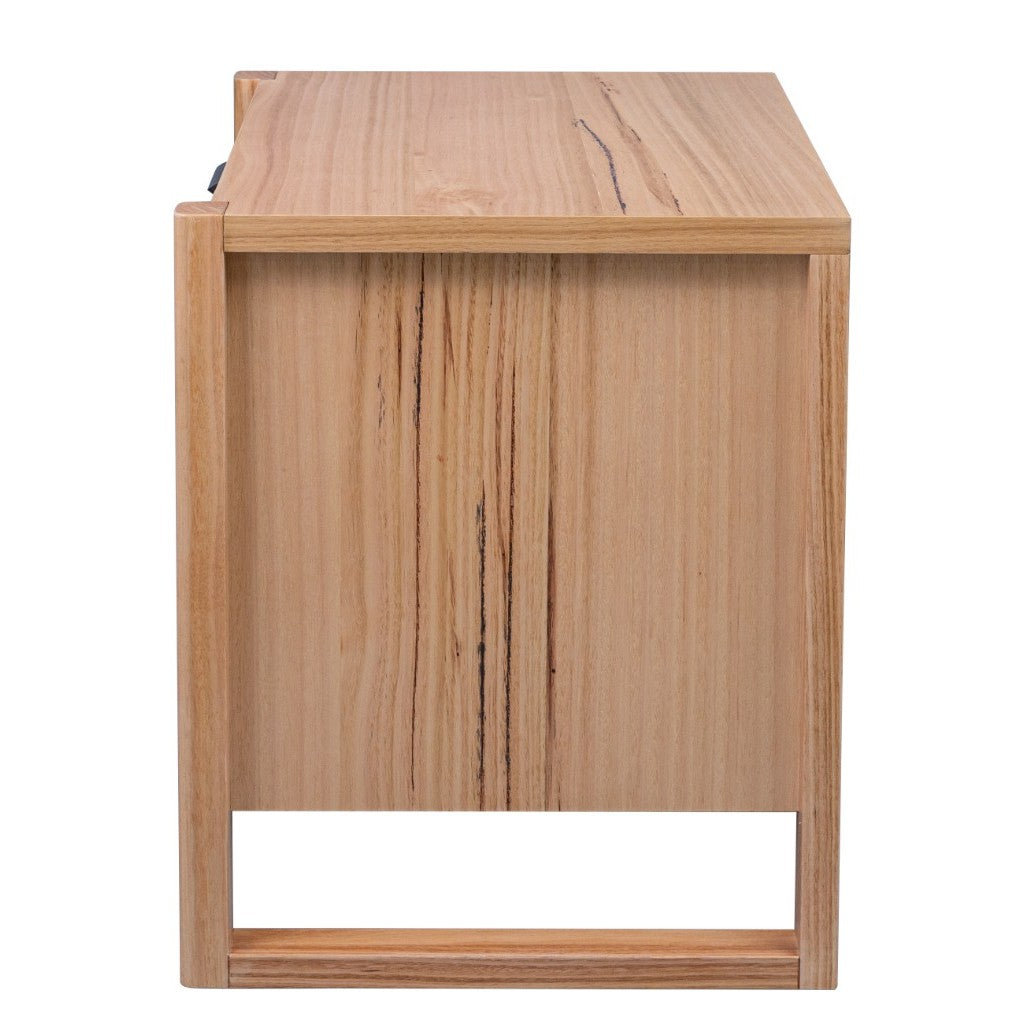 Elric 2 Drawer Messmate Timber Bedside Table - Natural