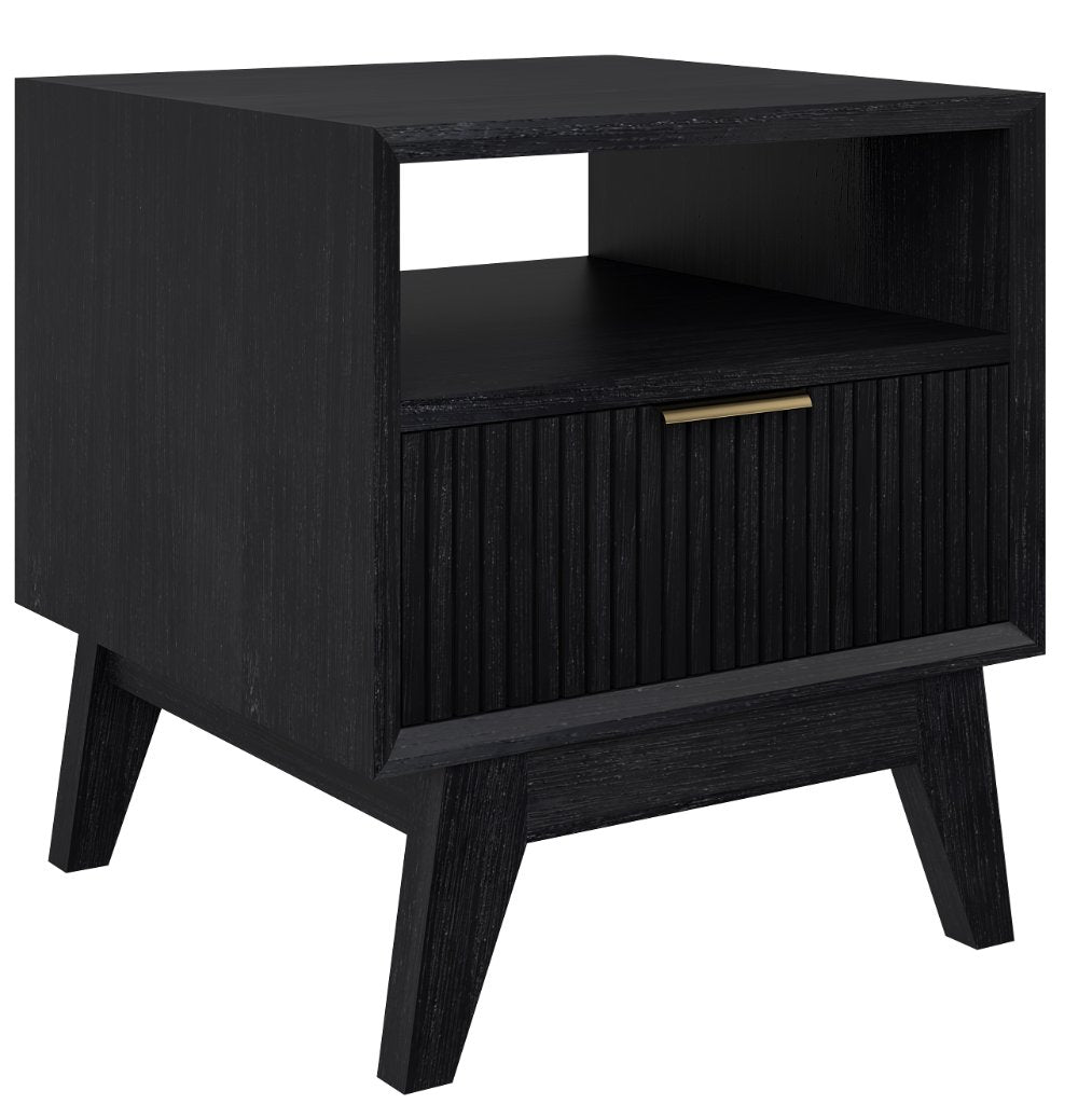Azariah 1 Drawer Lamp Table - Brushed Black