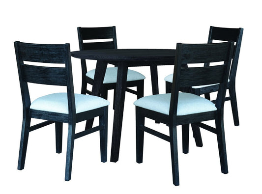 Ella 5 Piece Round Dining Set - Black
