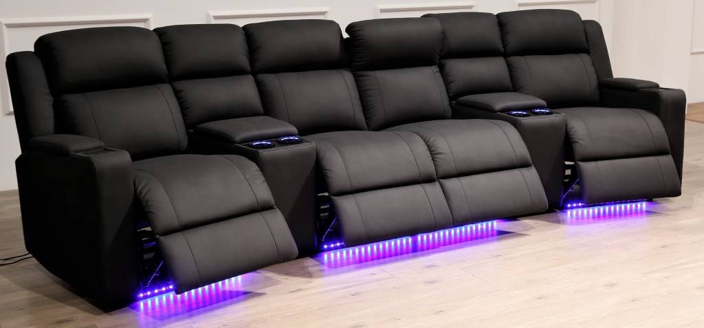 Academy 4 Seater Recliner Electric Home Theatre - Black