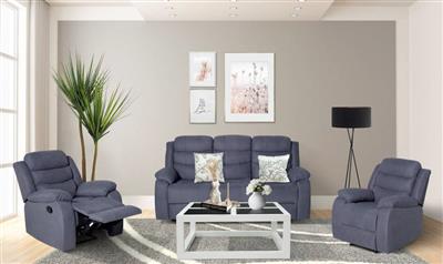 Apollo Fabric Recliner Sofa Set - Medium Grey