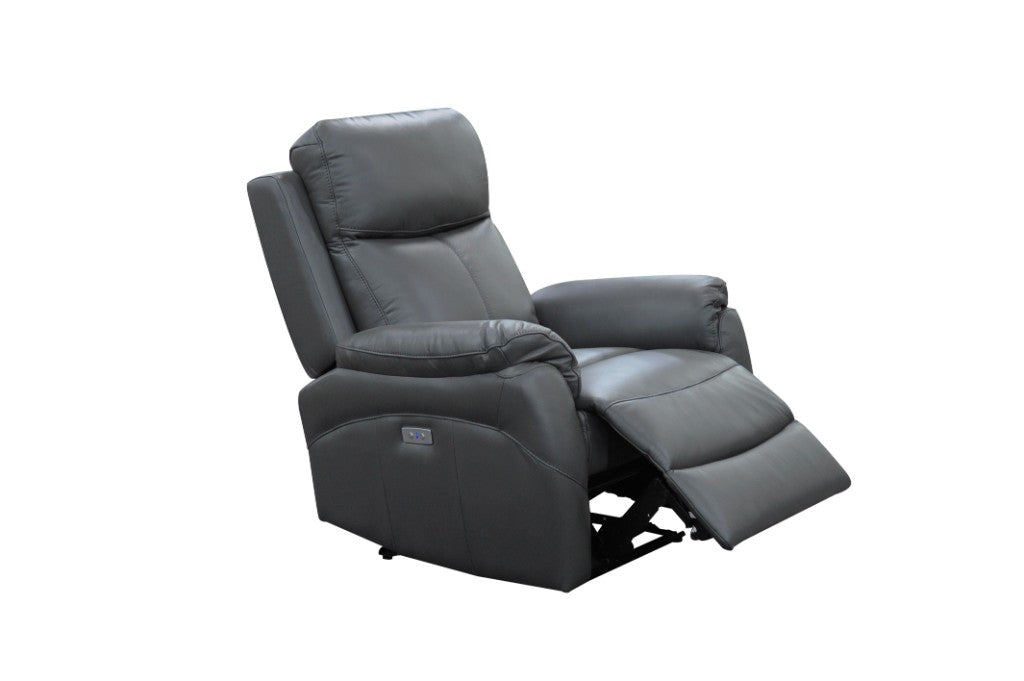 Enzo Leather Electric Recliner Lounge Set - Gunmetal
