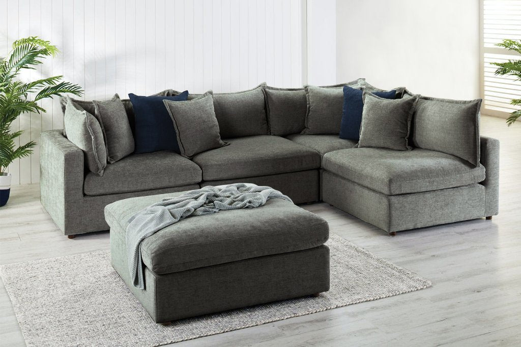 Lovisa Modular Corner Fabric Sofa Lounge with Ottoman