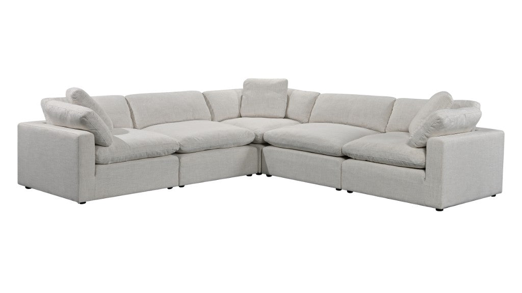 Claudine Fabric Corner Modular Lounge Sofa with Ottoman - Beige