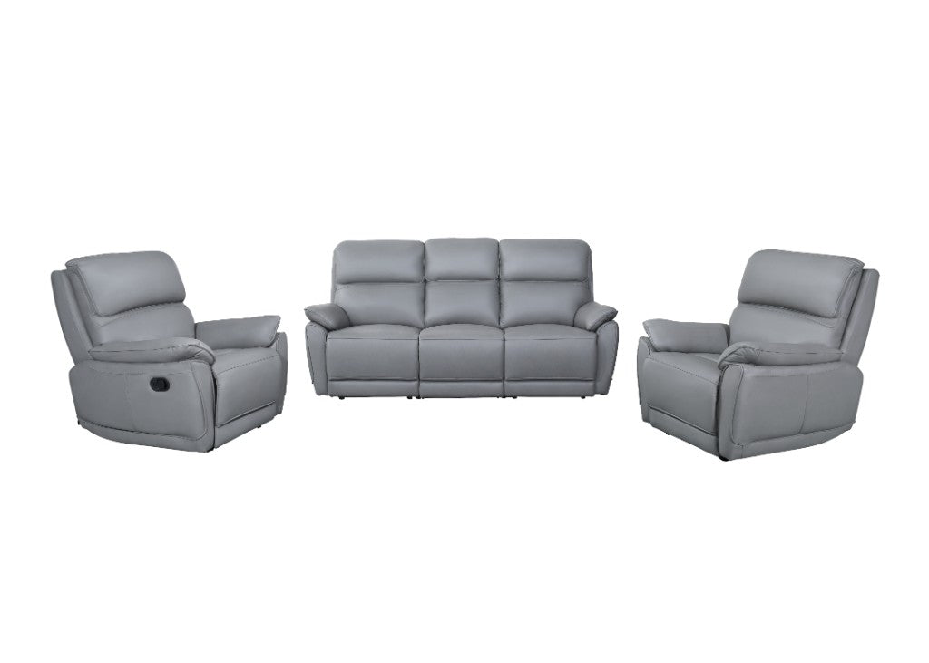 York Leather Lounge Sofa with Manual Recliner