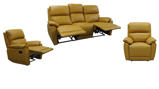 York Leather Lounge Sofa with Manual Recliner