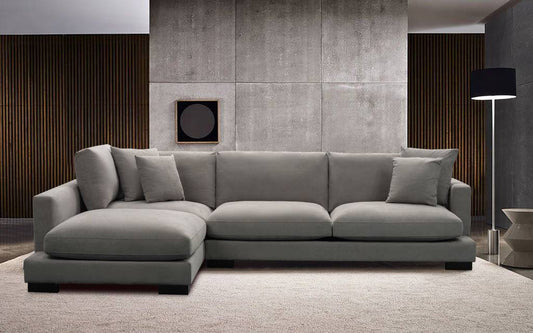 Marian 3 Seater Fabric Lounge Sofa with Chaise - Light Grey