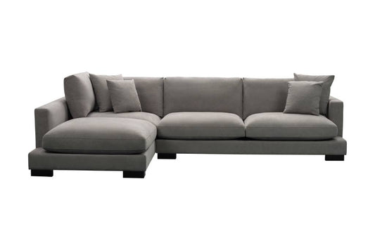 Marian 3 Seater Fabric Lounge Sofa with Chaise - Light Grey