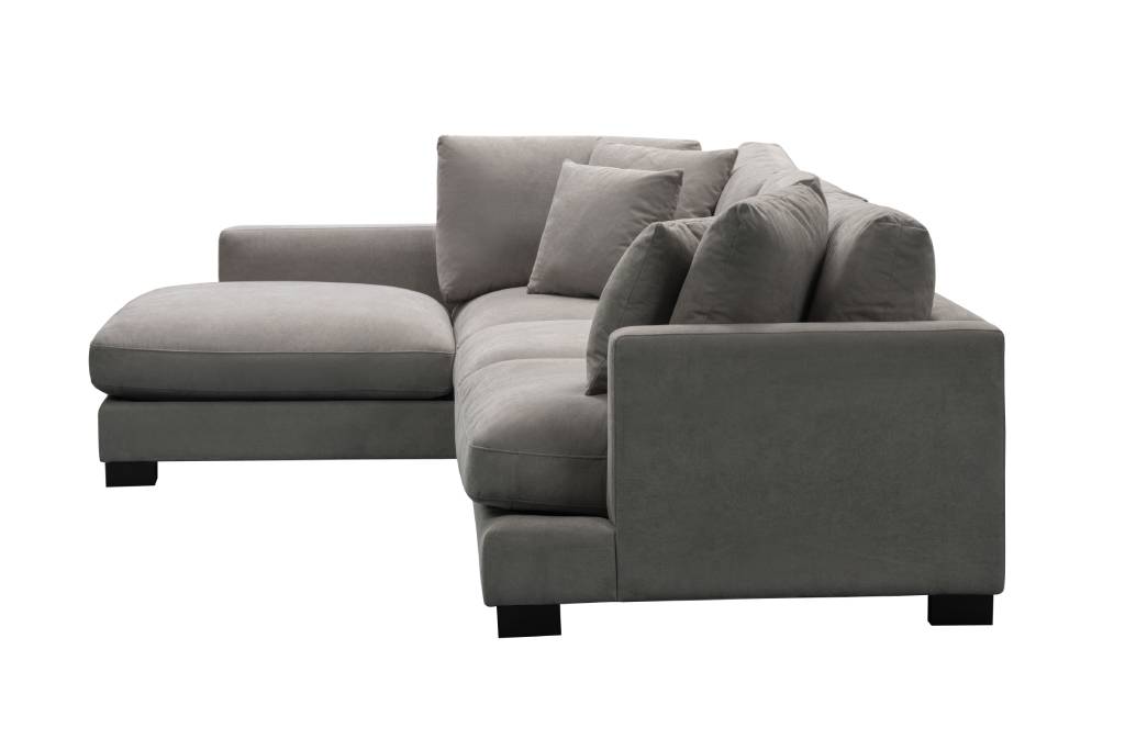Marian 3 Seater Fabric Lounge Sofa with Chaise - Light Grey