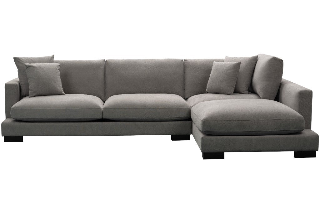 Marian 3 Seater Fabric Lounge Sofa with Chaise - Light Grey