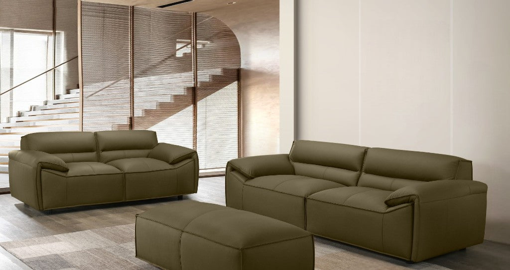 Zander 3+2 Leather Tan or Olive Sofa Set