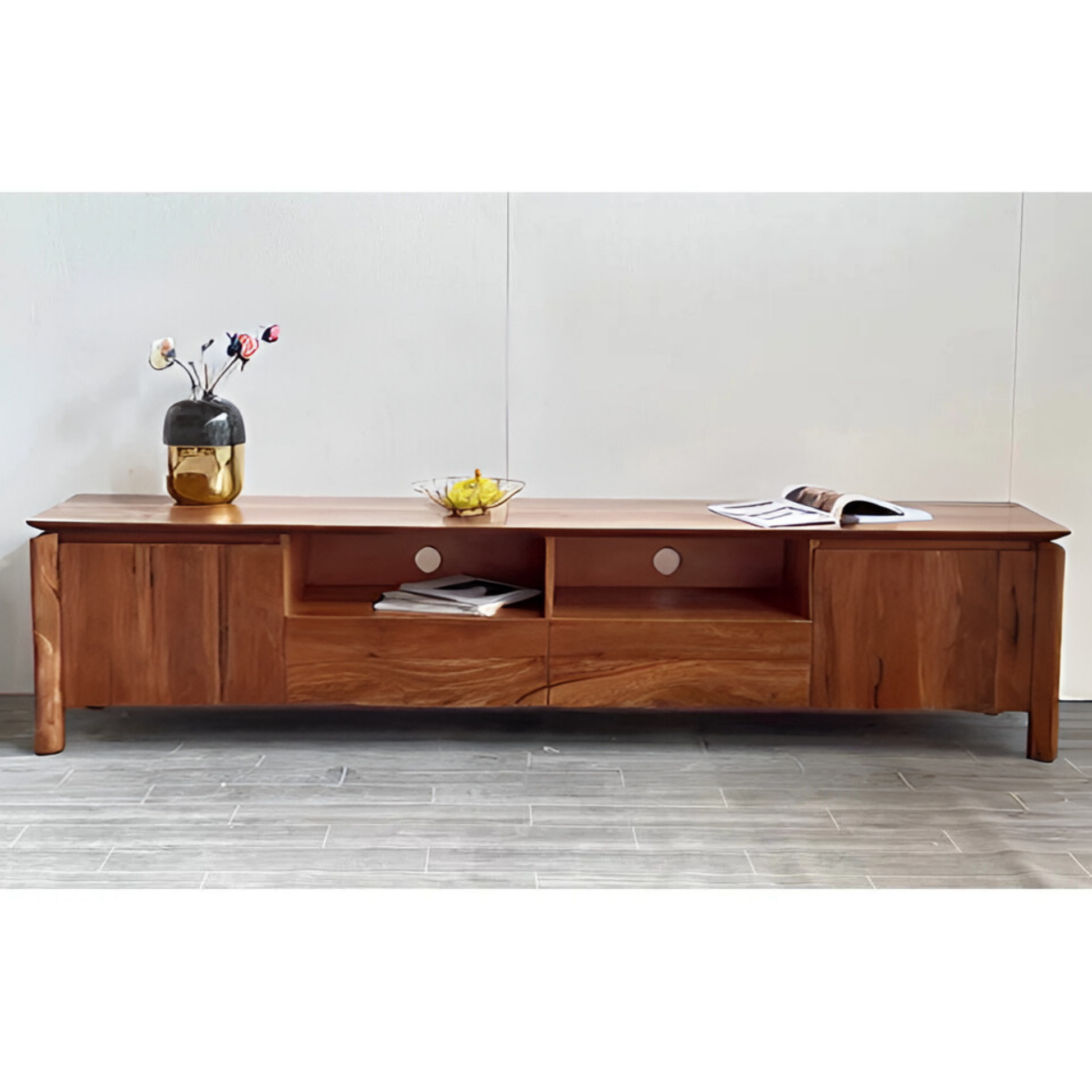 wood-storage tv rock with cabinet