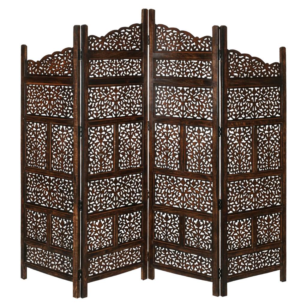 Room Divider Quad Fold Screen Vasco - Burnt Brown