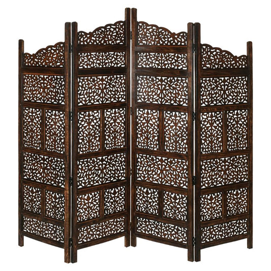 Room Divider Quad Fold Screen Vasco - Burnt Brown
