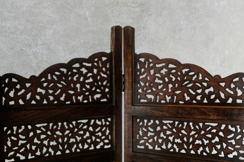 Room Divider Quad Fold Screen Vasco - Burnt Brown