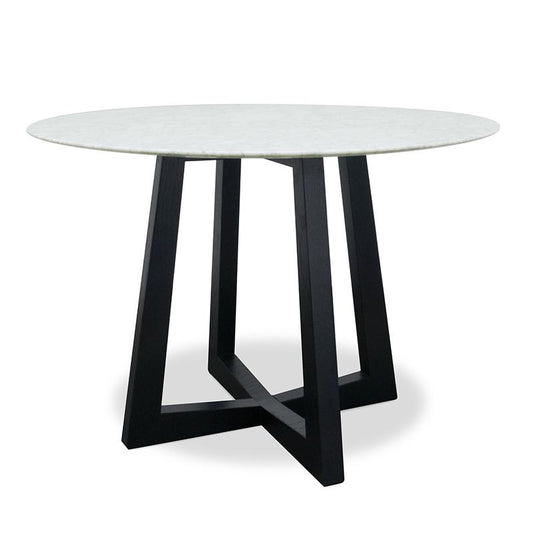 Zodiac 1.15m Round Marble Dining Table - Black Base