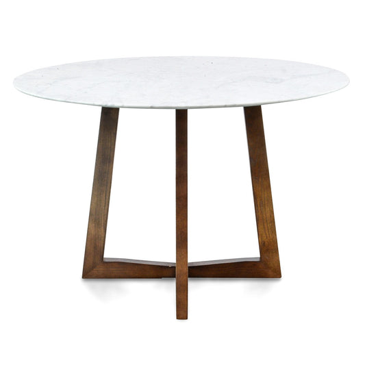 Zodiac 1.15m Round Marble Dining Table - Dark Brown Base