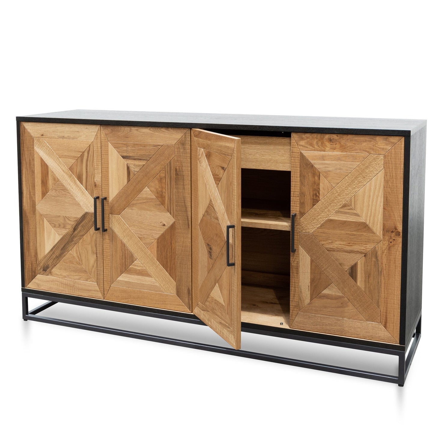 Ex Display - Percy 160cm Wide Sideboard - European Knotty Oak and Peppercorn