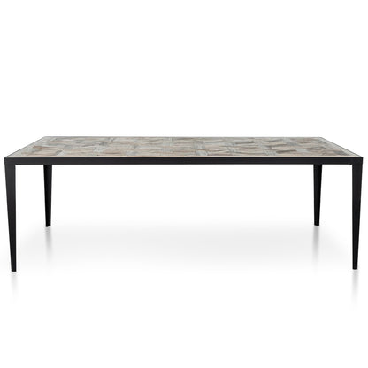 Clara 2.36m Wooden Dining Table - Dark Natural - Last One