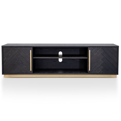 Entertainment TV Unit - Black and Brass