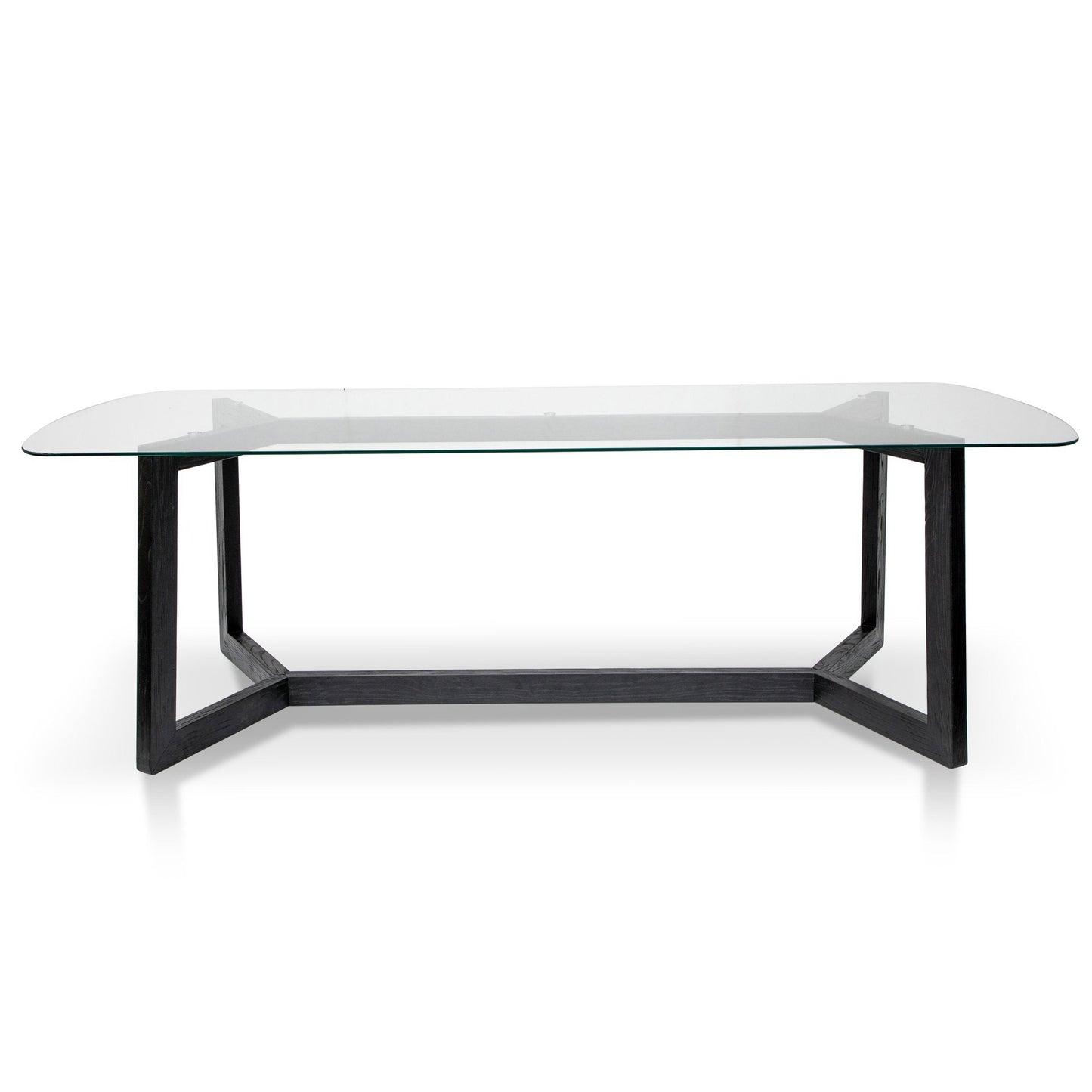 Ex Display - Massey 2.4m Dining Table - Glass Top with Black Base