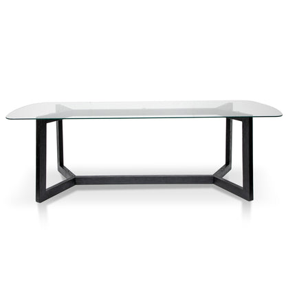 Ex Display - Massey 2.4m Dining Table - Glass Top with Black Base