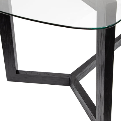 Ex Display - Massey 2.4m Dining Table - Glass Top with Black Base
